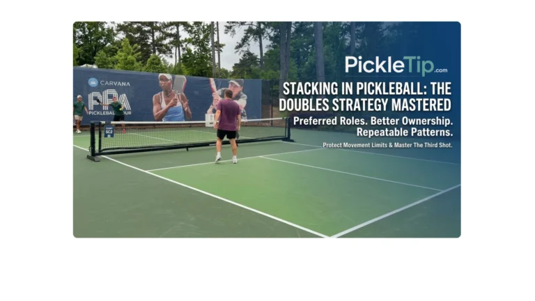 John and AJ using a stacking formation during a 5.0 doubles match at the PPA Atlanta tournament