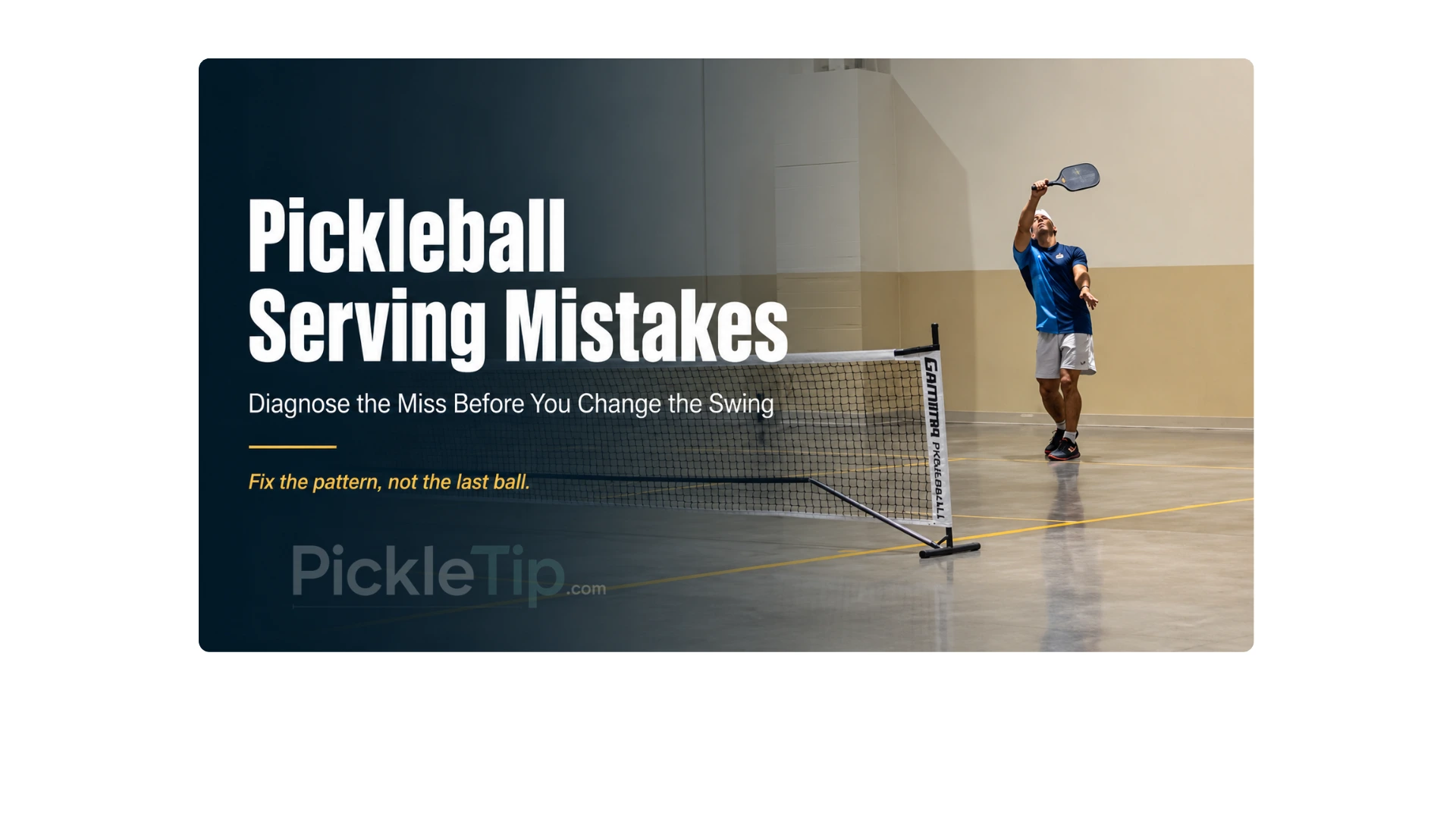 Coach AJ Parfait demonstrating a pickleball serve on an indoor court