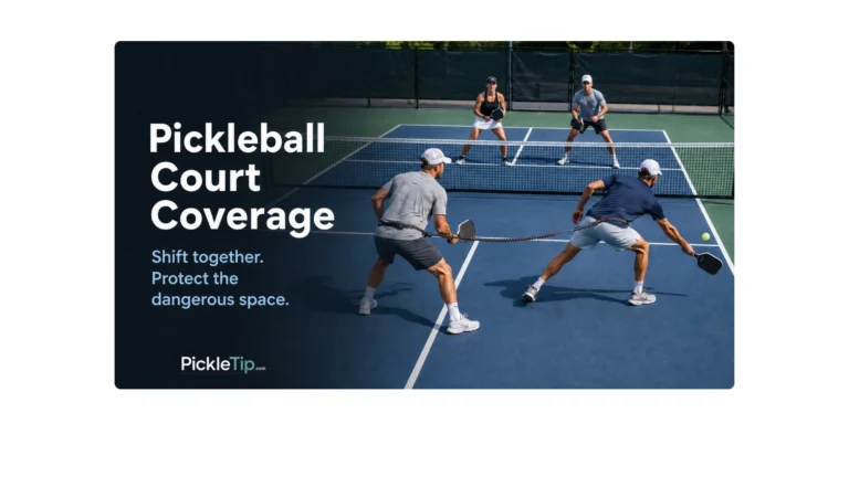 Pickleball doubles partners shifting together with a bungee cord illustrating connected court coverage