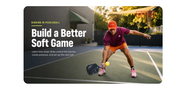 Pickleball player AJ Parfait hitting a low dink near the kitchen line during a soft game drill