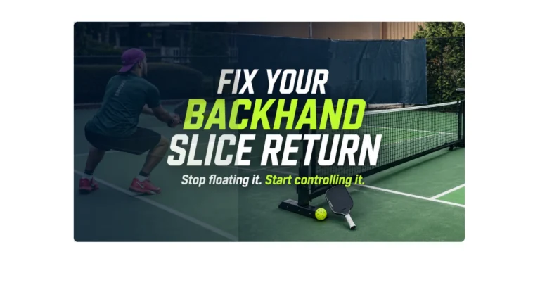 Coach AJ hitting a two-handed backhand return during a pickleball match