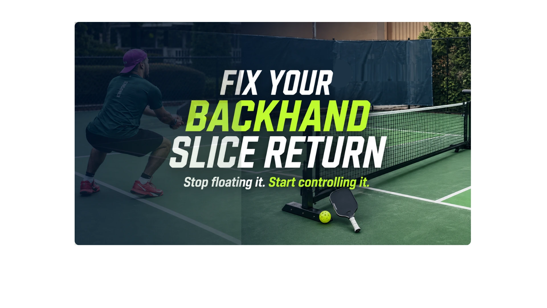 Coach AJ hitting a two-handed backhand return during a pickleball match