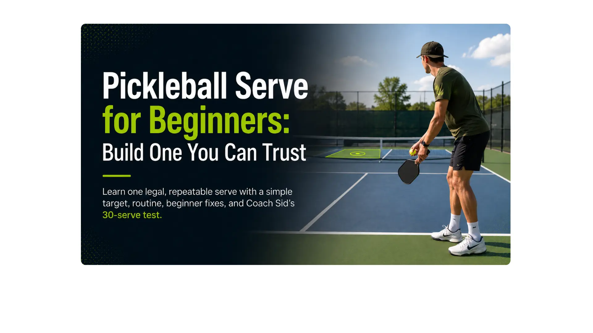 Beginner pickleball player preparing to serve toward a target in the opposite service box