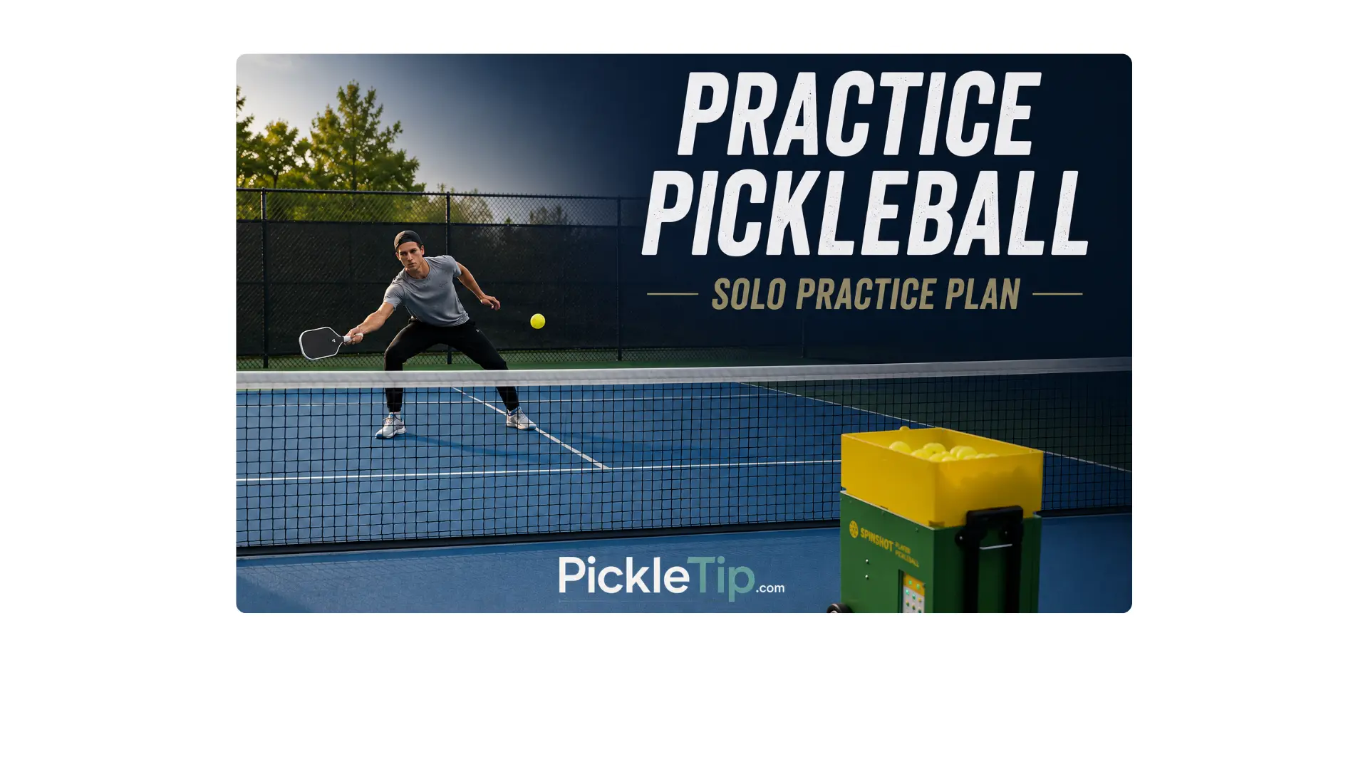 Coach AJ Parfait practicing pickleball alone with a ball machine