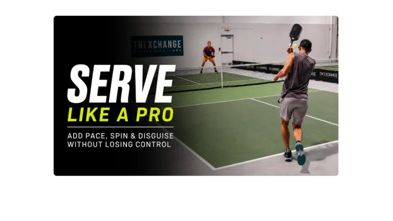Eric White serving to Coach AJ Parfait during a pickleball game at The Exchange NOLA