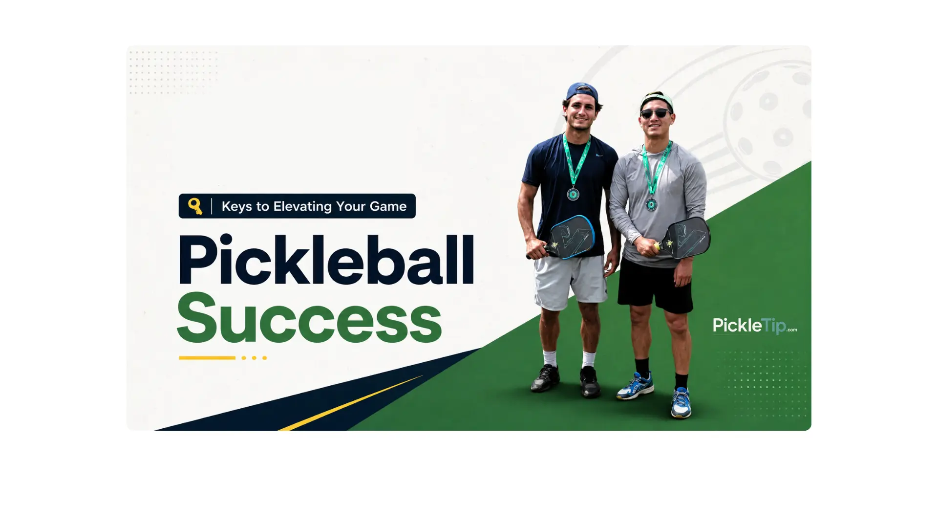 AJ and Tristan holding their pickleball paddles and tournament medals at Pelican Park