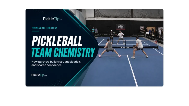 Zach Dixon and Mickey Randazzo demonstrating pickleball team chemistry during a doubles match