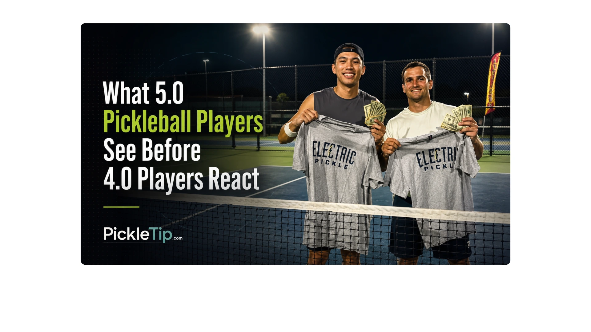 Ethan Pipitone and AJ Parfait holding prize money and shirts after winning the Electric Pickle Moneyball tournament