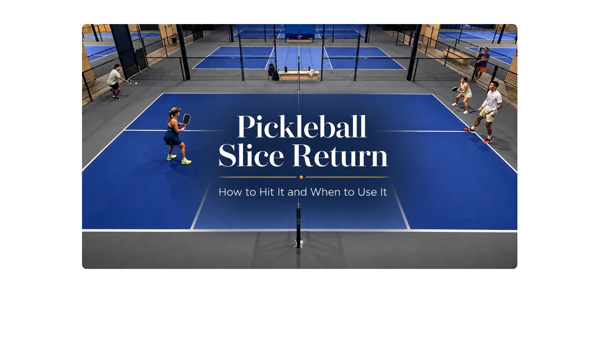 Coach AJ Parfait hitting a backhand slice return during a split age pickleball tournament at The Picklr Biloxi
