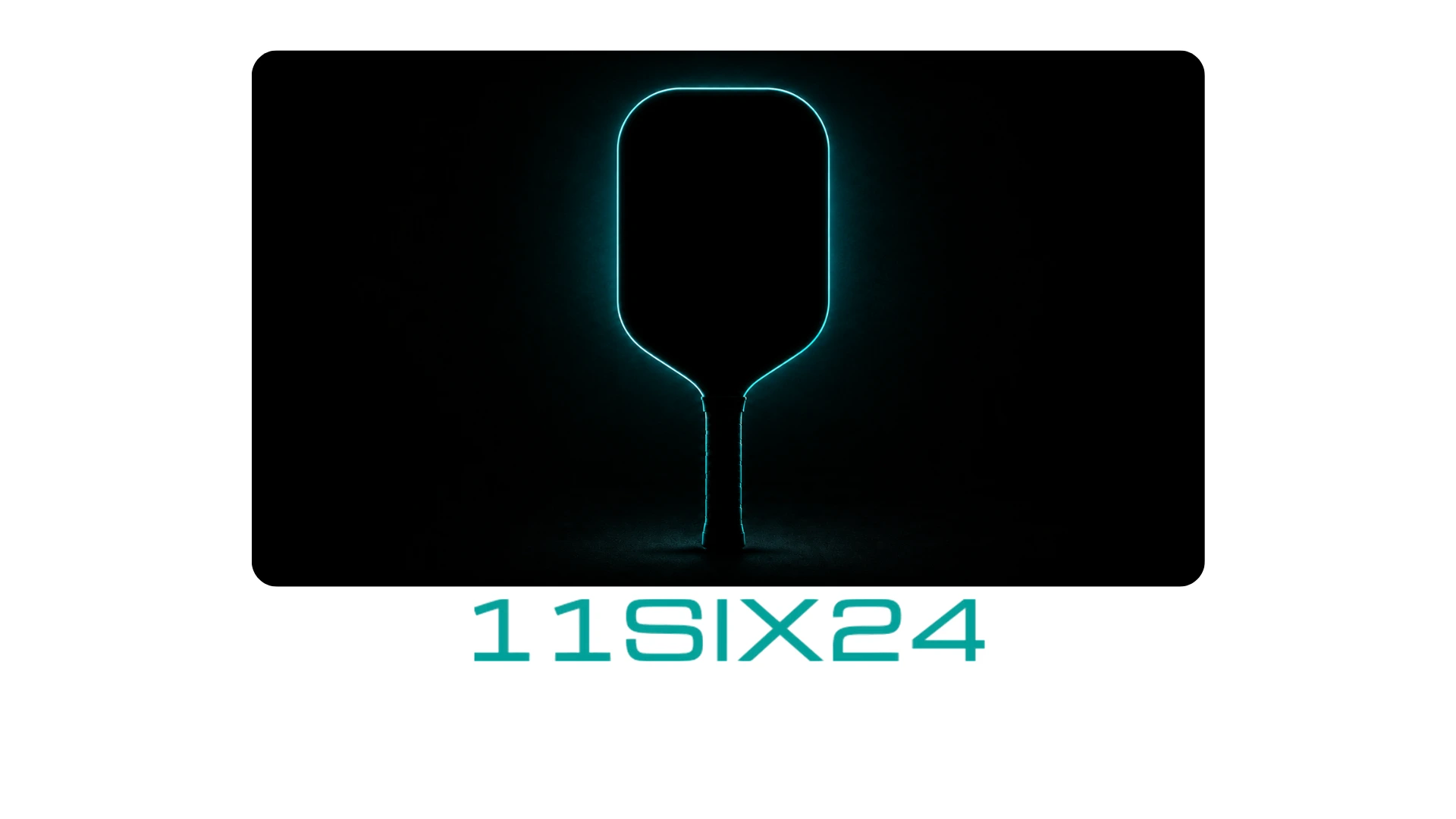 Shadow outline of the 11SIX24 Ultre Power 2 pickleball paddle with teal glow, showing its flat-top hybrid shape.