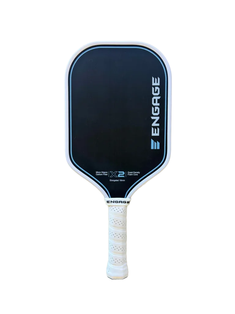 Engage X2 elongated paddle with micro-weave carbon face and quad-density foam core construction.