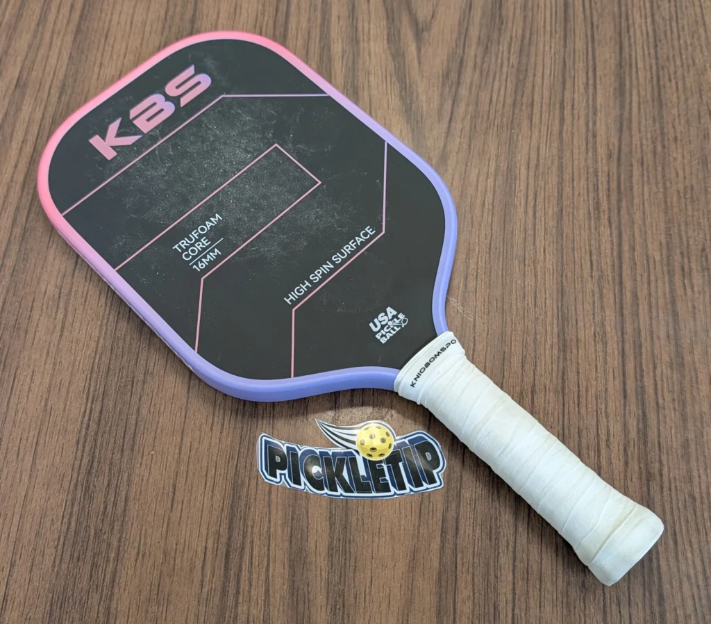 KBS TruFoam Aurora 16mm pickleball paddle during PickleTip play testing