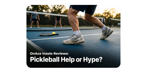 Pickleball player moving on a hard court in worn court shoes during an OnAce insole review