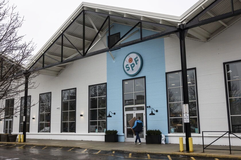 Exterior entrance of SPF Chicago, the pickleball hospitality concept operated by Clear Skies Hospitality