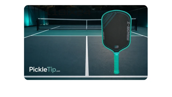 11SIX24 Hurache-X Power 2 pickleball paddle on a regulation pickleball court