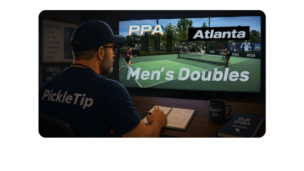 Coach Sid studies PPA Atlanta men’s doubles film to explain why pickleball players lose after winning Game 1.