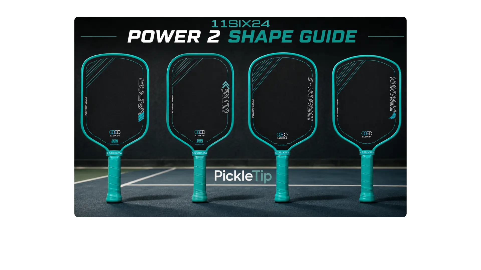 11SIX24 Power 2 comparison showing the Vapor, Ultre, Hurache-X, and Pegasus paddle shapes side by side.