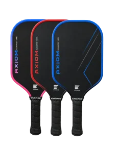 Engage Axiom elongated paddles in Fusion Sunset, Red Flare, and Royal Blue